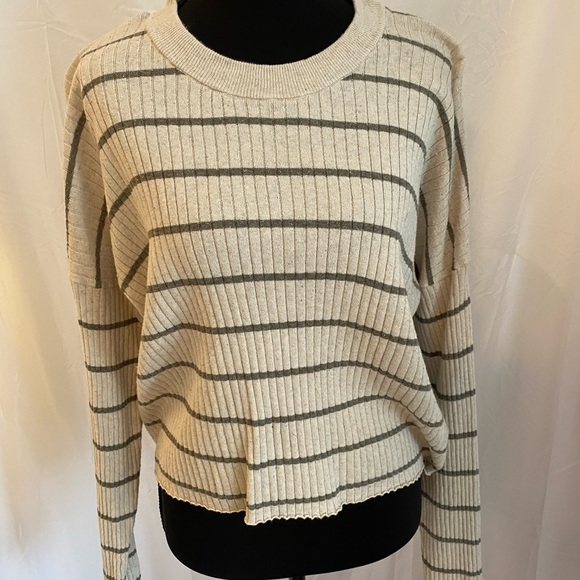 Madewell Beige and Gray Ribbed Knit Sweater - Picture 2 of 10